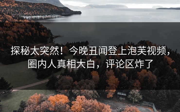 探秘太突然！今晚丑闻登上泡芙视频，圈内人真相大白，评论区炸了